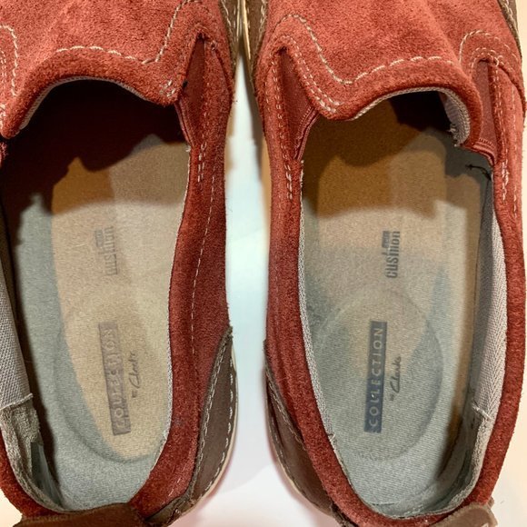 Clarks Maroon Suede/Leather Slip on Loafers‎ Shoes main image 5